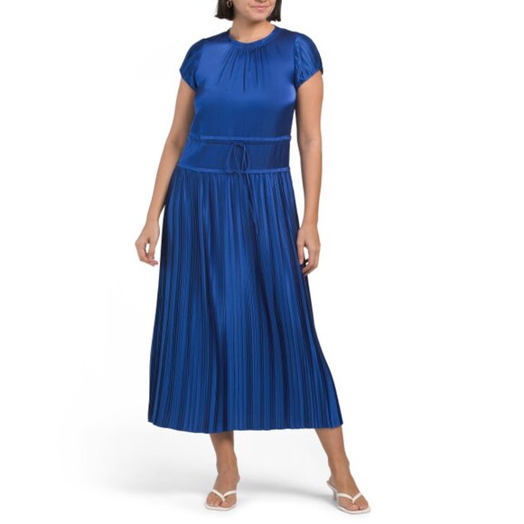 REBECCA TAYLOR Cobalt Pleated Sleeve Dress
